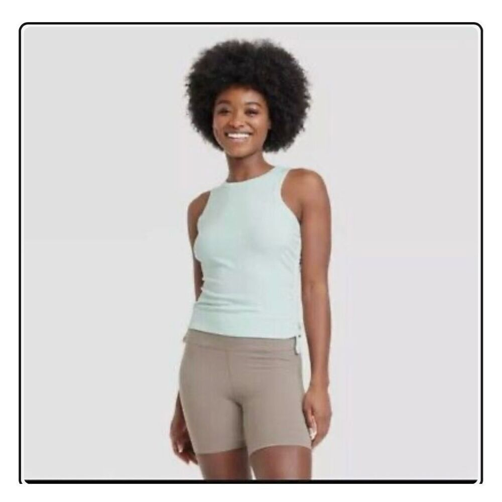 All in Motion Mint Green Ribbed Tank Top With Side Cinch Size XXL